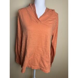 Eddie Bauer Shirt Women's Large Orange Hoodie Lightweight Pullover